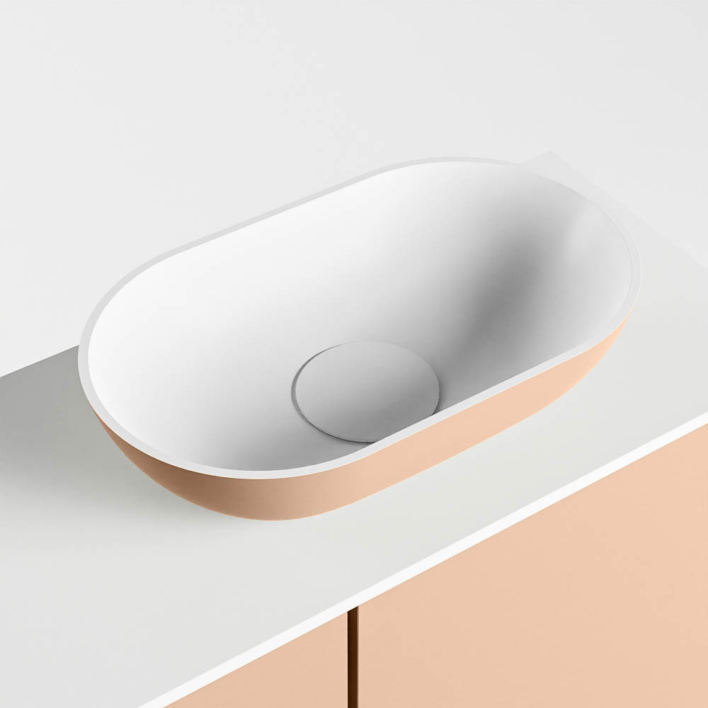 MONDIAZ FOWY toiletmeubel 60cm kleur rosee. Waskom positie rechts kleur rosee | talc. Met 1 kraangat - Afbeelding 7