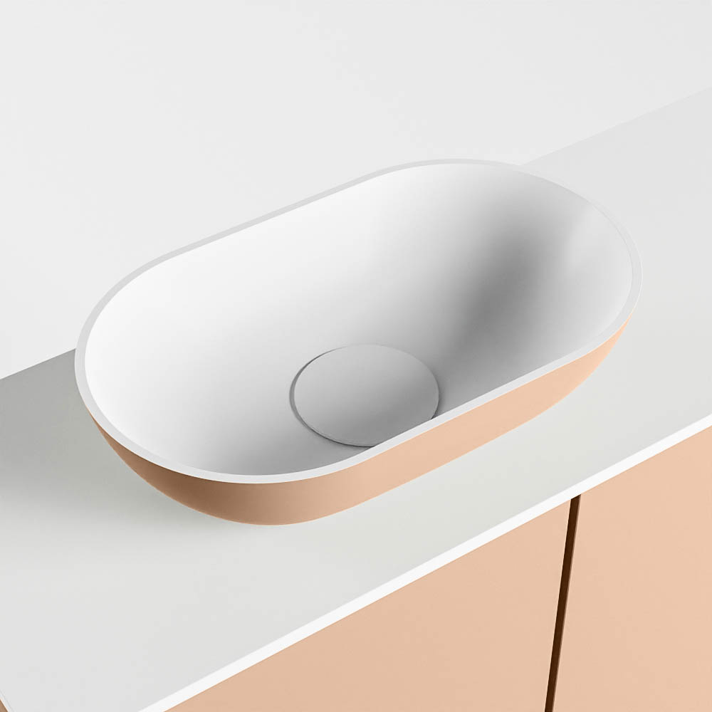 MONDIAZ FOWY toiletmeubel 60cm kleur rosee. Waskom positie links kleur rosee | talc. Zonder kraangat - Afbeelding 7