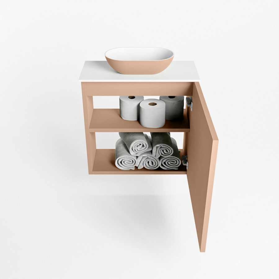 MONDIAZ FOWY toiletmeubel 50cm kleur rosee. Waskom positie midden kleur rosee | talc. Zonder kraangat - Afbeelding 8