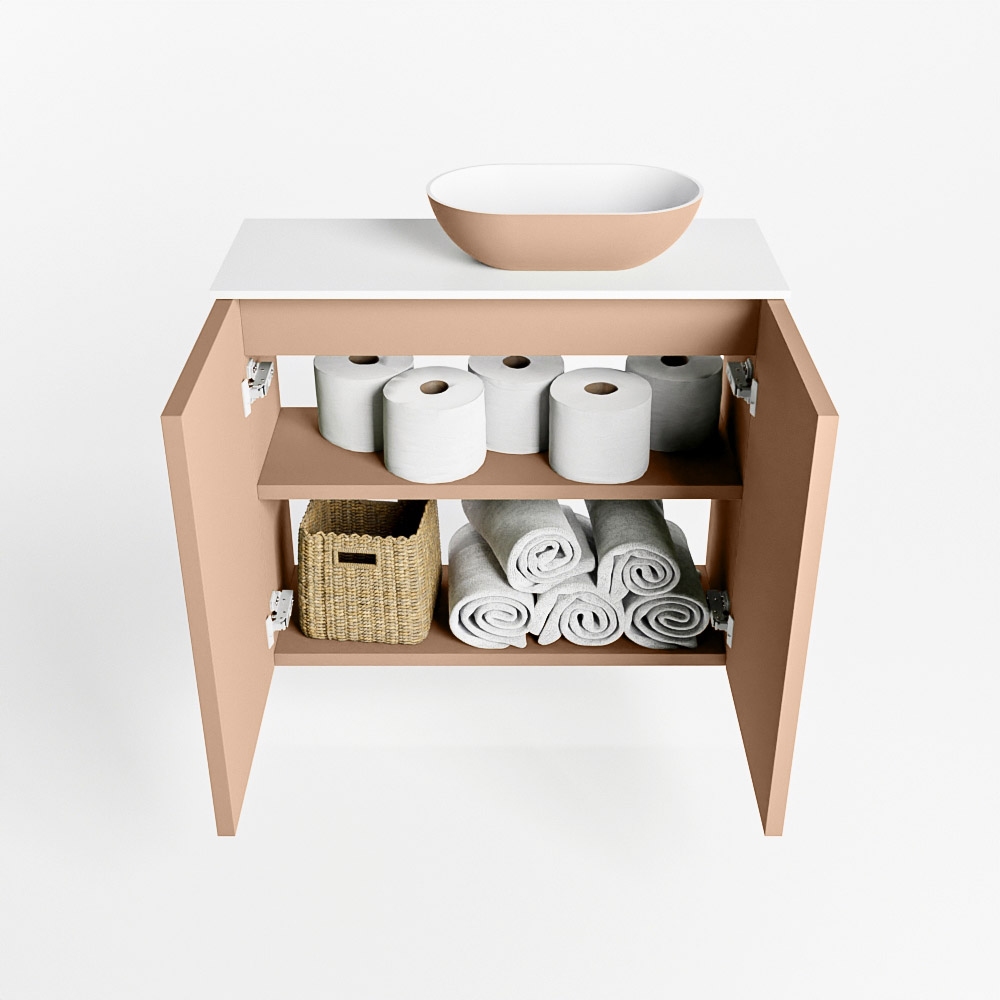 MONDIAZ FOWY toiletmeubel 60cm kleur rosee. Waskom positie rechts kleur rosee | talc. Met 1 kraangat - Afbeelding 8