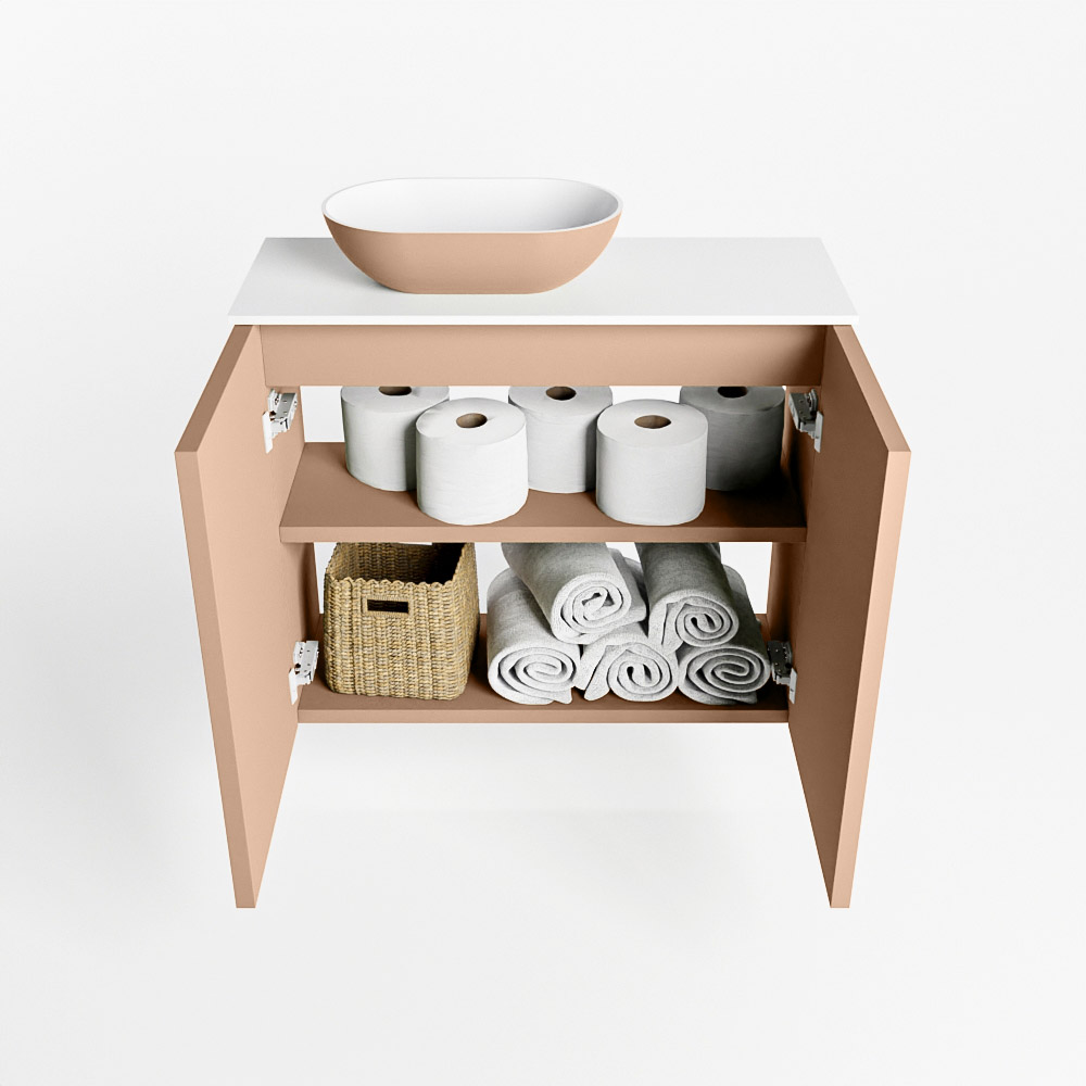 MONDIAZ FOWY toiletmeubel 60cm kleur rosee. Waskom positie links kleur rosee | talc. Zonder kraangat - Afbeelding 8