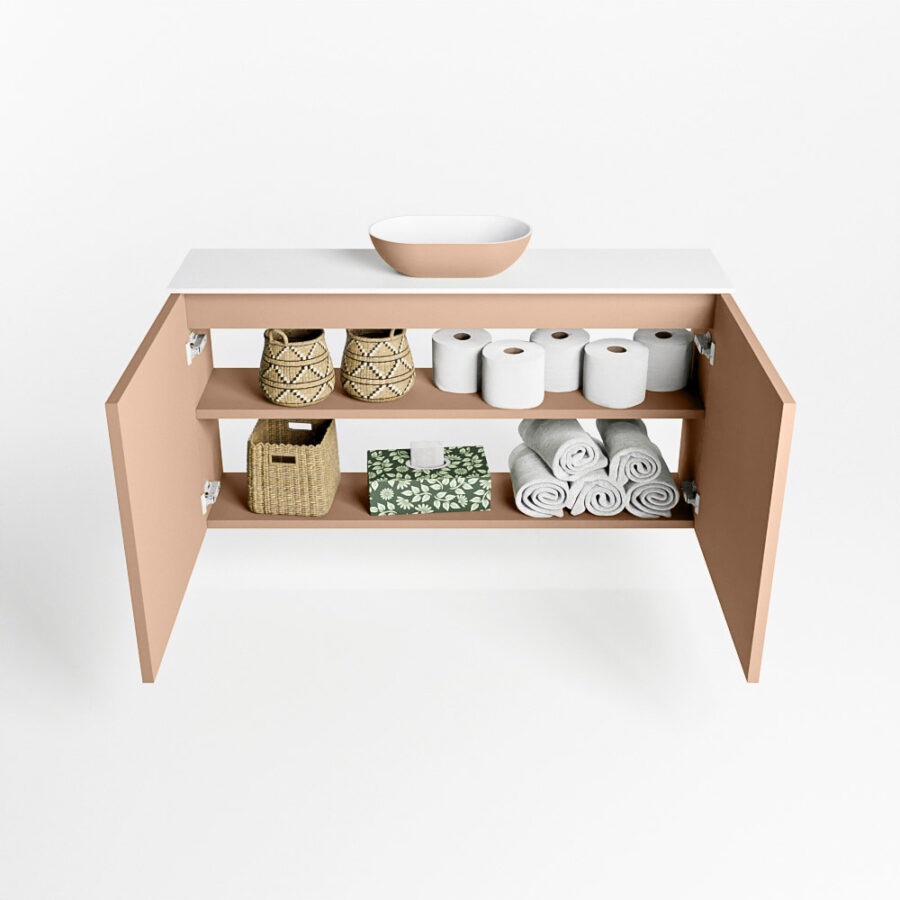 MONDIAZ FOWY toiletmeubel 100cm kleur rosee. Waskom positie midden kleur rosee | talc. Zonder kraangat - Afbeelding 8