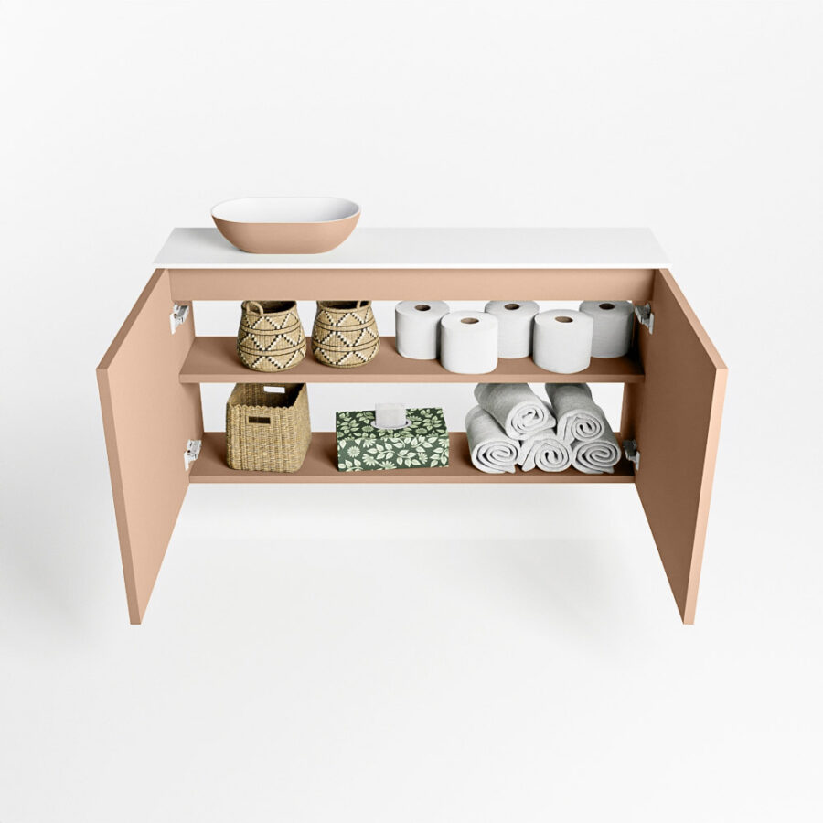 MONDIAZ FOWY toiletmeubel 100cm kleur rosee. Waskom positie links kleur rosee | talc. Zonder kraangat - Afbeelding 8