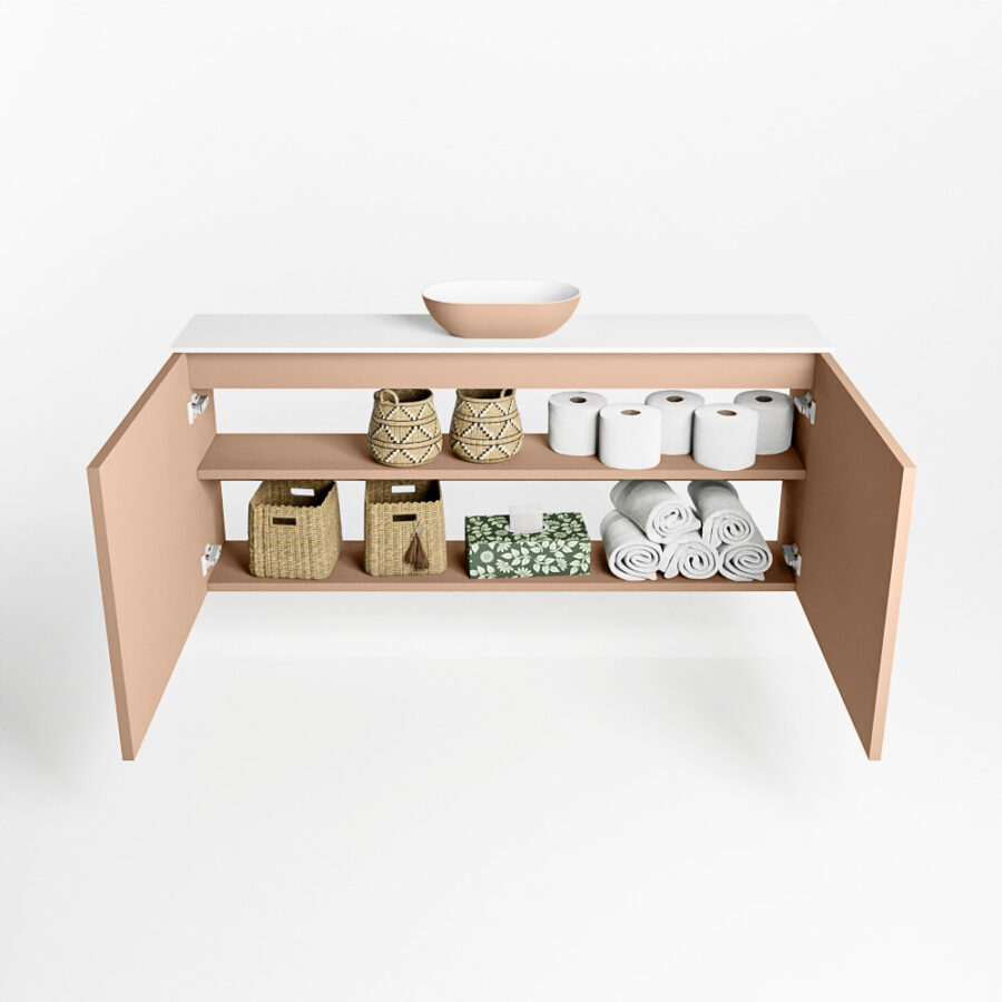 MONDIAZ FOWY toiletmeubel 120cm kleur rosee. Waskom positie midden kleur rosee | talc. Met 1 kraangat - Afbeelding 8