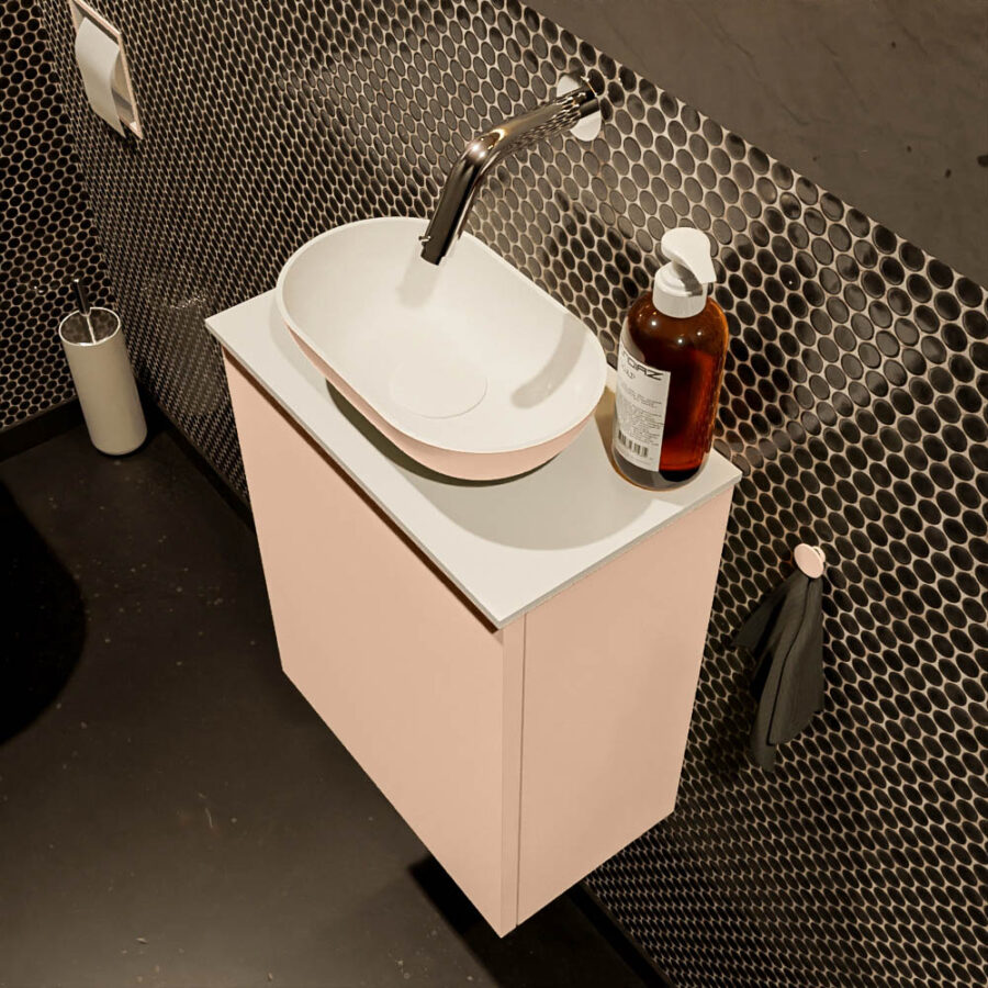 MONDIAZ FOWY toiletmeubel 40cm kleur rosee. Waskom positie midden kleur rosee | talc. Zonder kraangat - Afbeelding 3