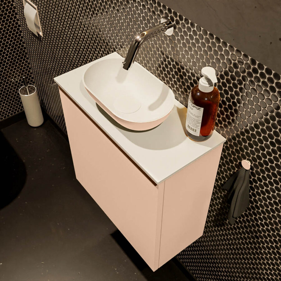 MONDIAZ FOWY toiletmeubel 50cm kleur rosee. Waskom positie midden kleur rosee | talc. Zonder kraangat - Afbeelding 3