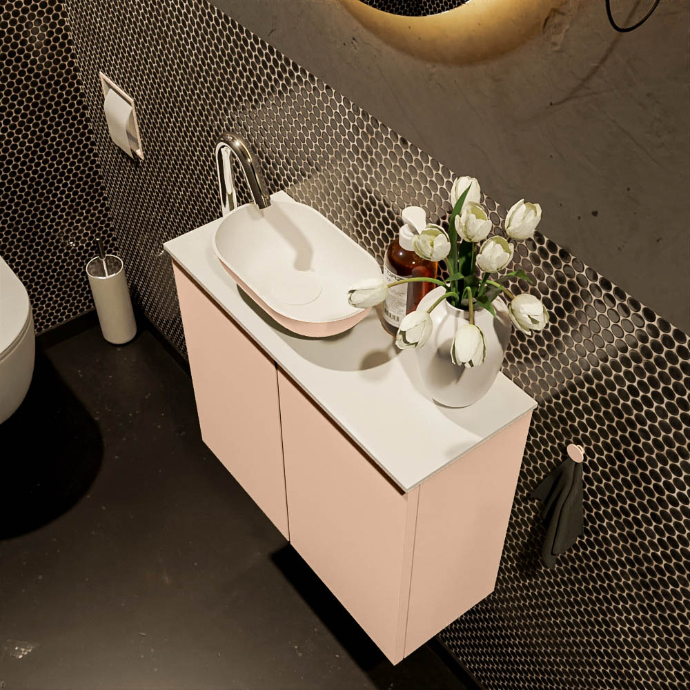 MONDIAZ FOWY toiletmeubel 60cm kleur rosee. Waskom positie links kleur rosee | talc. Met 1 kraangat - Afbeelding 3