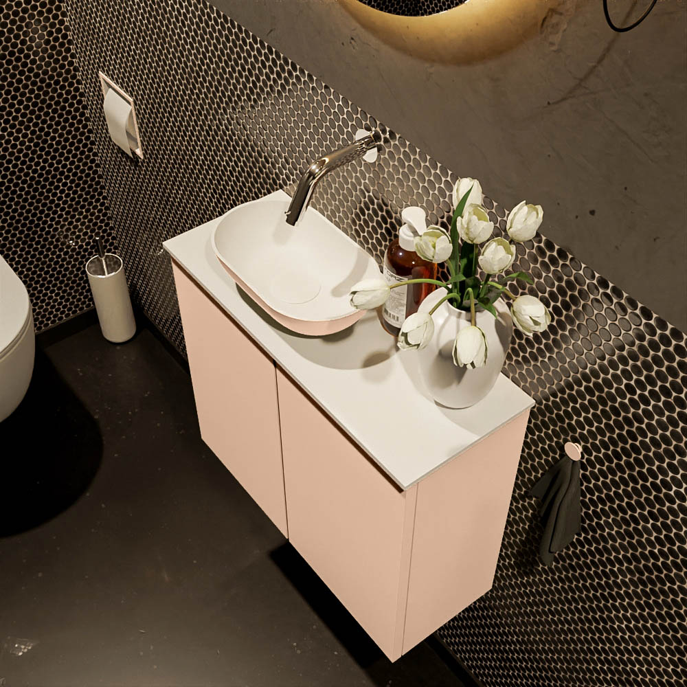 MONDIAZ FOWY toiletmeubel 60cm kleur rosee. Waskom positie links kleur rosee | talc. Zonder kraangat - Afbeelding 3