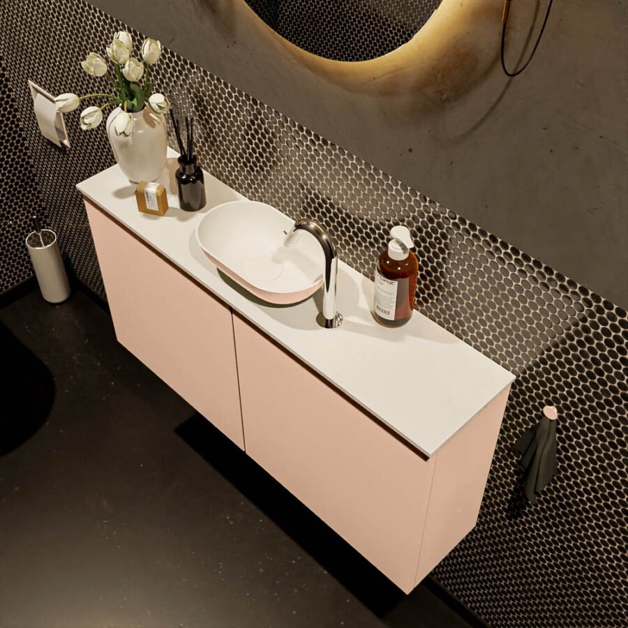 MONDIAZ FOWY toiletmeubel 100cm kleur rosee. Waskom positie midden kleur rosee | talc. Met 1 kraangat - Afbeelding 3