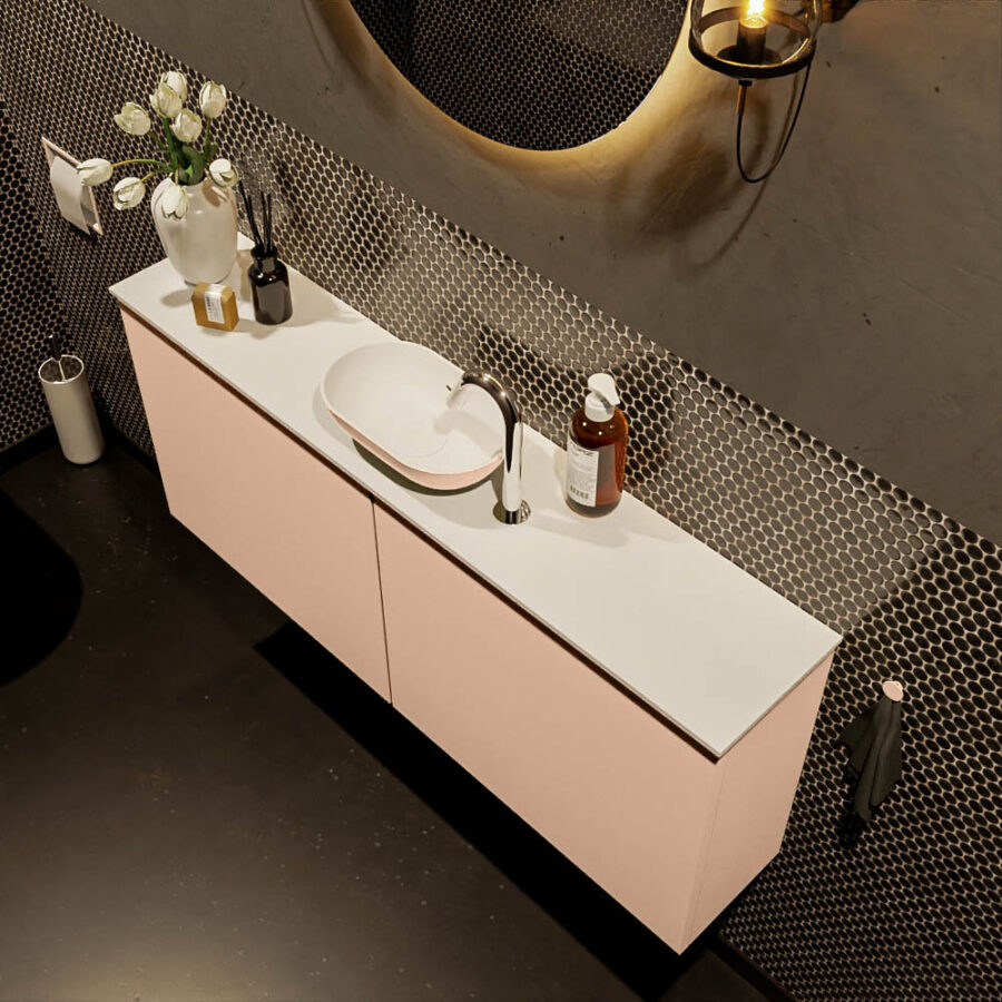 MONDIAZ FOWY toiletmeubel 120cm kleur rosee. Waskom positie midden kleur rosee | talc. Met 1 kraangat - Afbeelding 3