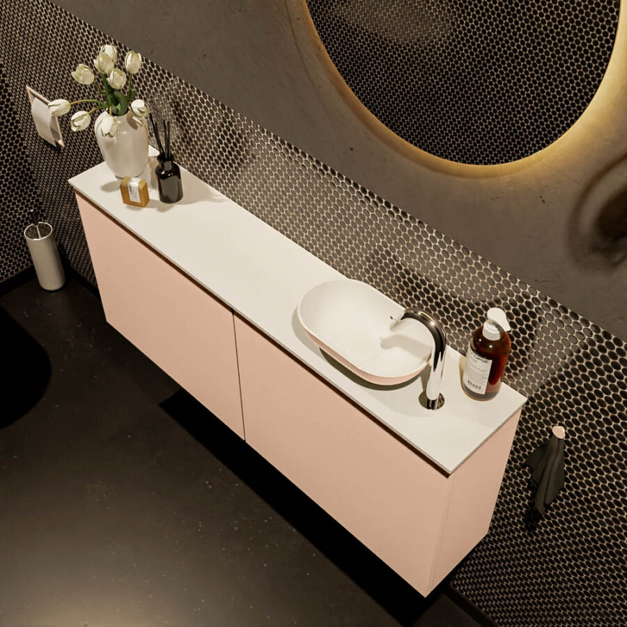 MONDIAZ FOWY toiletmeubel 120cm kleur rosee. Waskom positie rechts kleur rosee | talc. Met 1 kraangat - Afbeelding 3