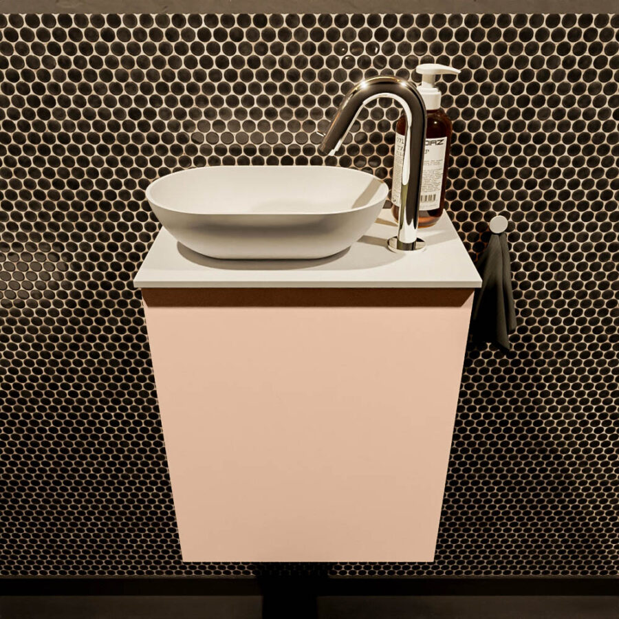 MONDIAZ FOWY toiletmeubel 40cm kleur rosee. Waskom positie links kleur talc | talc. Met 1 kraangat - Afbeelding 2