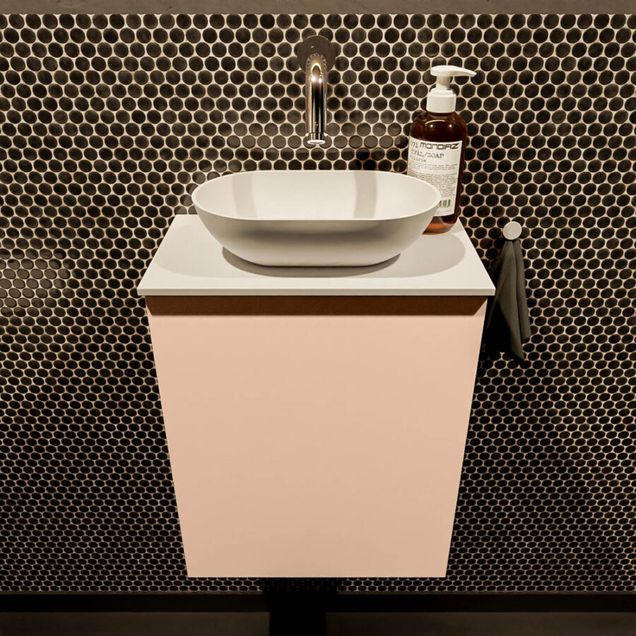 MONDIAZ FOWY toiletmeubel 40cm kleur rosee. Waskom positie midden kleur talc | talc. Zonder kraangat - Afbeelding 2