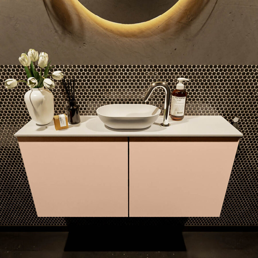 MONDIAZ FOWY toiletmeubel 100cm kleur rosee. Waskom positie midden kleur talc | talc. Met 1 kraangat - Afbeelding 2