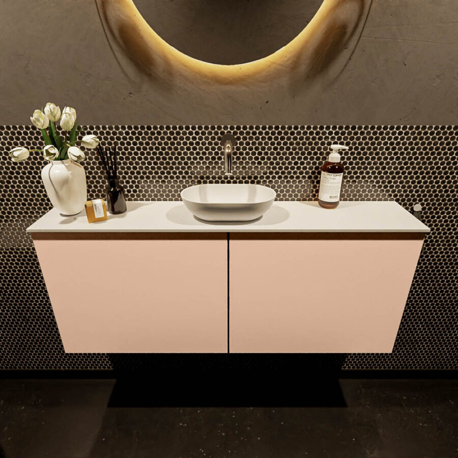 MONDIAZ FOWY toiletmeubel 120cm kleur rosee. Waskom positie midden kleur talc | talc. Zonder kraangat - Afbeelding 2