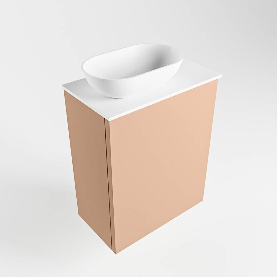 MONDIAZ FOWY toiletmeubel 40cm kleur rosee. Waskom positie links kleur talc | talc. Met 1 kraangat - Afbeelding 4