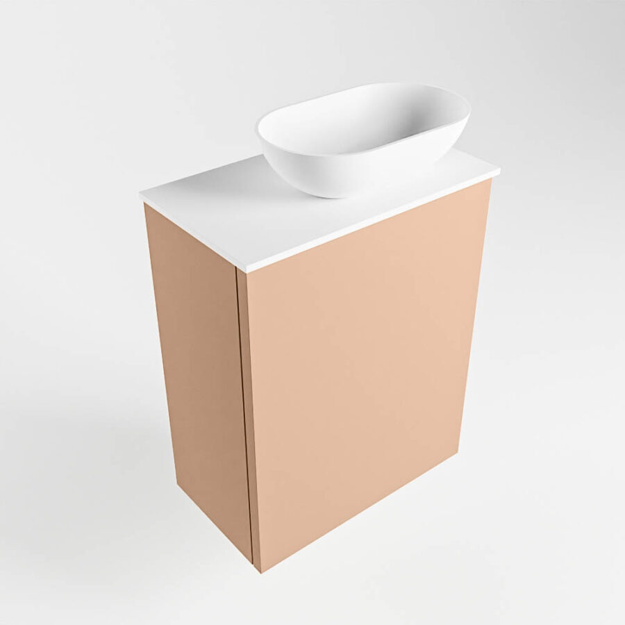 MONDIAZ FOWY toiletmeubel 40cm kleur rosee. Waskom positie rechts kleur talc | talc. Met 1 kraangat - Afbeelding 4