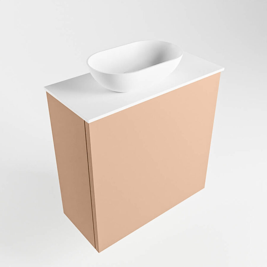 MONDIAZ FOWY toiletmeubel 50cm kleur rosee. Waskom positie links kleur talc | talc. Met 1 kraangat - Afbeelding 4