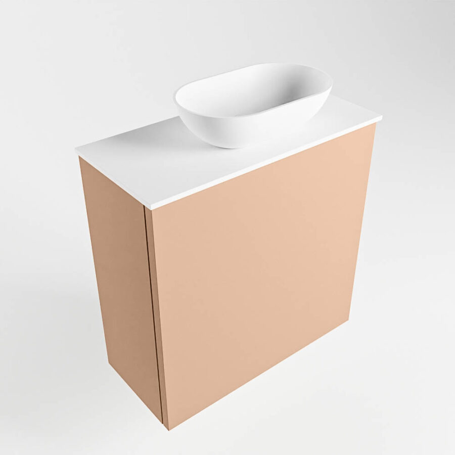 MONDIAZ FOWY toiletmeubel 50cm kleur rosee. Waskom positie rechts kleur talc | talc. Met 1 kraangat - Afbeelding 4