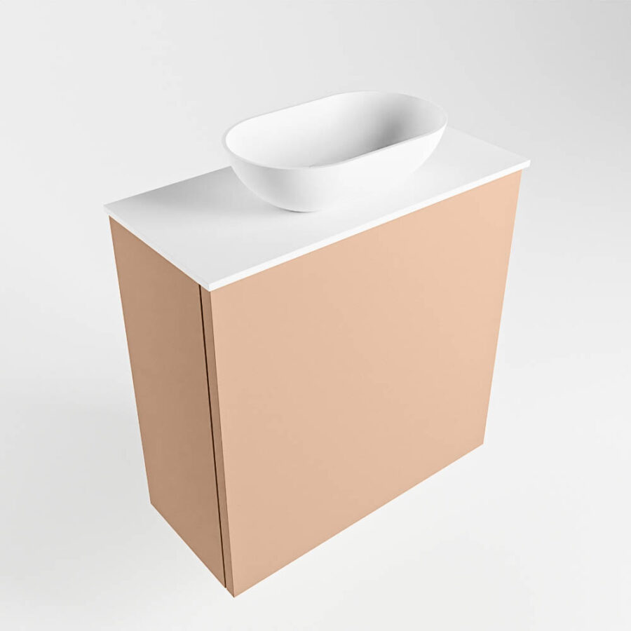 MONDIAZ FOWY toiletmeubel 50cm kleur rosee. Waskom positie midden kleur talc | talc. Zonder kraangat - Afbeelding 4