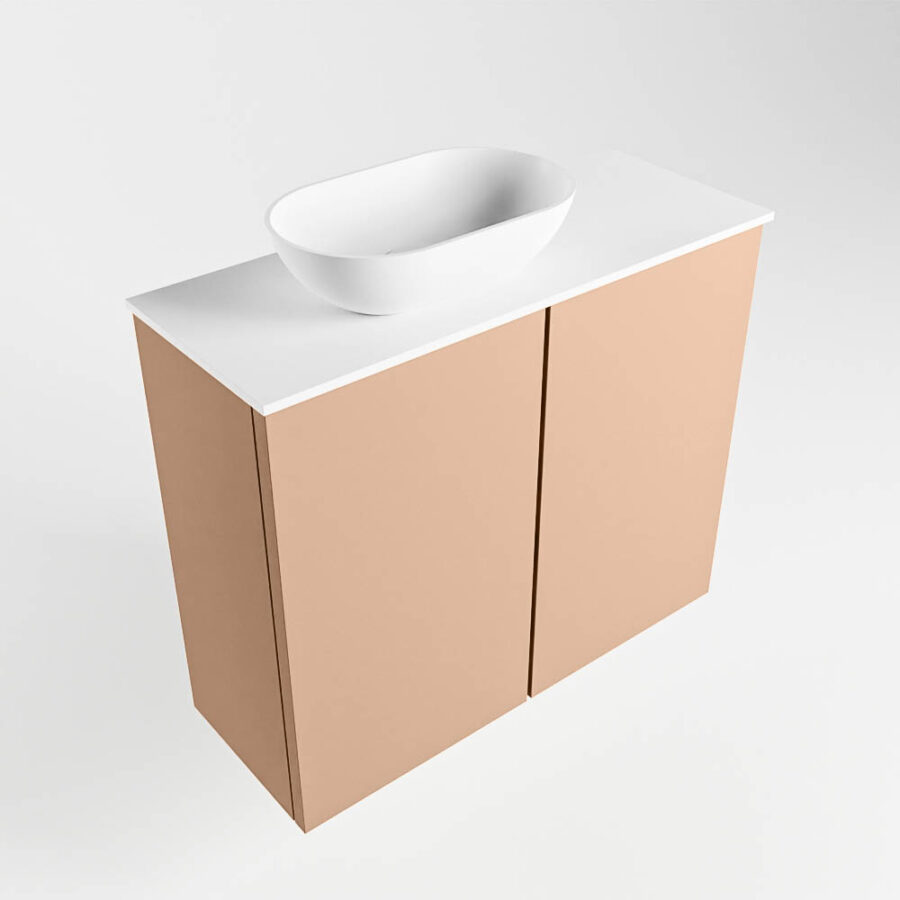 MONDIAZ FOWY toiletmeubel 60cm kleur rosee. Waskom positie links kleur talc | talc. Met 1 kraangat - Afbeelding 4