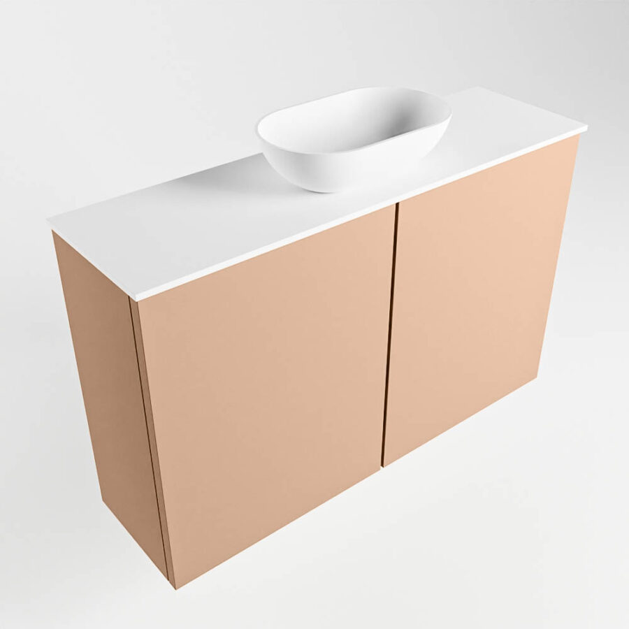 MONDIAZ FOWY toiletmeubel 80cm kleur rosee. Waskom positie midden kleur talc | talc. Met 1 kraangat - Afbeelding 4