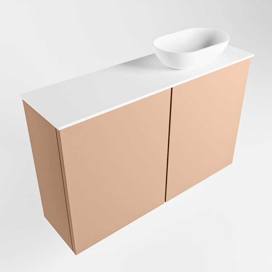 MONDIAZ FOWY toiletmeubel 80cm kleur rosee. Waskom positie rechts kleur talc | talc. Met 1 kraangat - Afbeelding 4