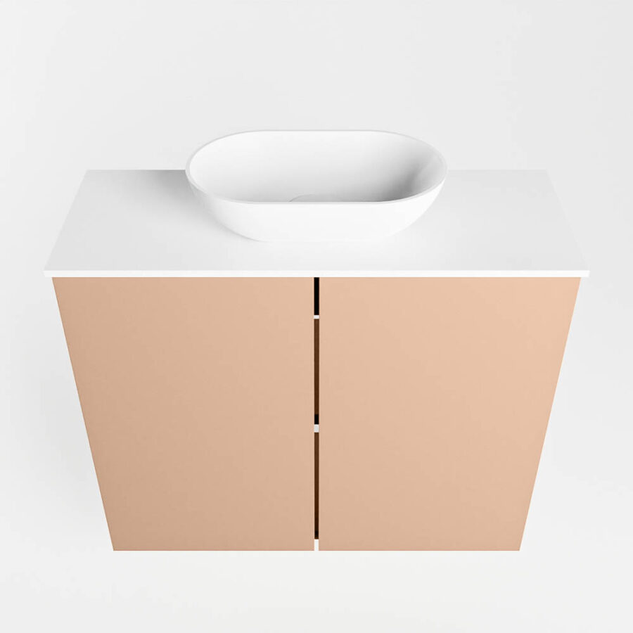 MONDIAZ FOWY toiletmeubel 60cm kleur rosee. Waskom positie midden kleur talc | talc. Met 1 kraangat - Afbeelding 5