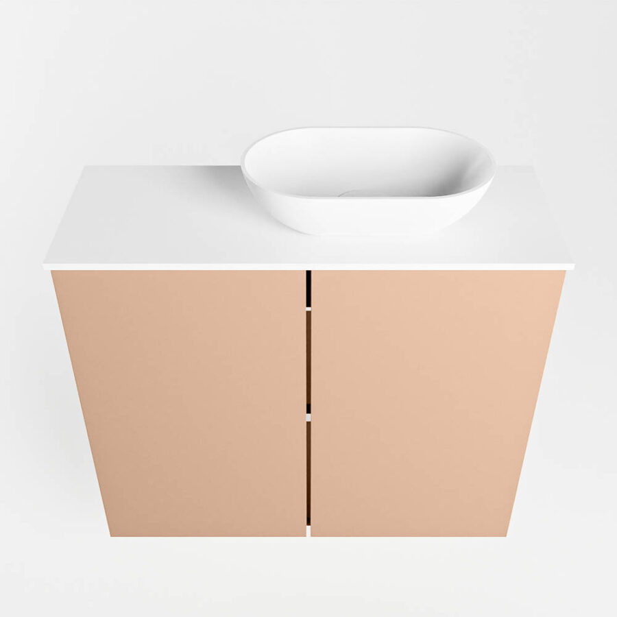 MONDIAZ FOWY toiletmeubel 60cm kleur rosee. Waskom positie rechts kleur talc | talc. Met 1 kraangat - Afbeelding 5