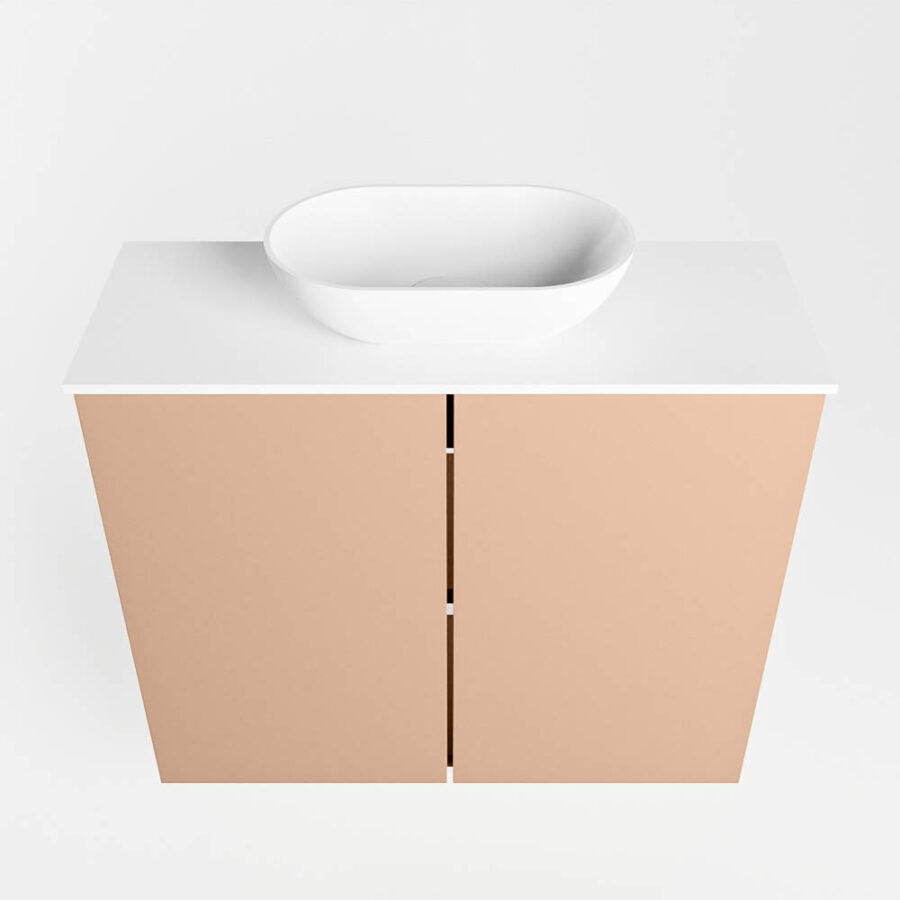 MONDIAZ FOWY toiletmeubel 60cm kleur rosee. Waskom positie midden kleur talc | talc. Zonder kraangat - Afbeelding 5