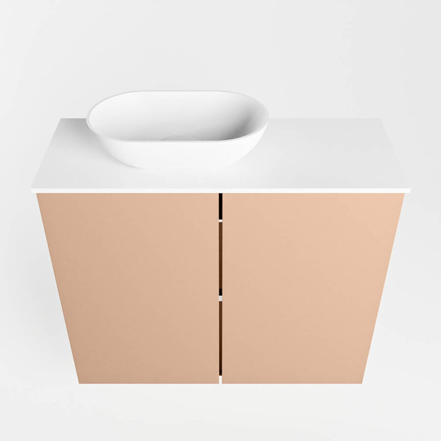 MONDIAZ FOWY toiletmeubel 60cm kleur rosee. Waskom positie links kleur talc | talc. Zonder kraangat - Afbeelding 5