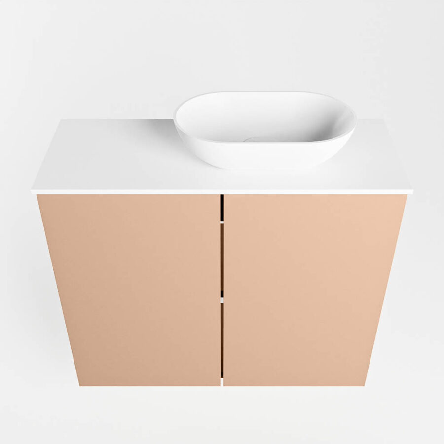 MONDIAZ FOWY toiletmeubel 60cm kleur rosee. Waskom positie rechts kleur talc | talc. Zonder kraangat - Afbeelding 5