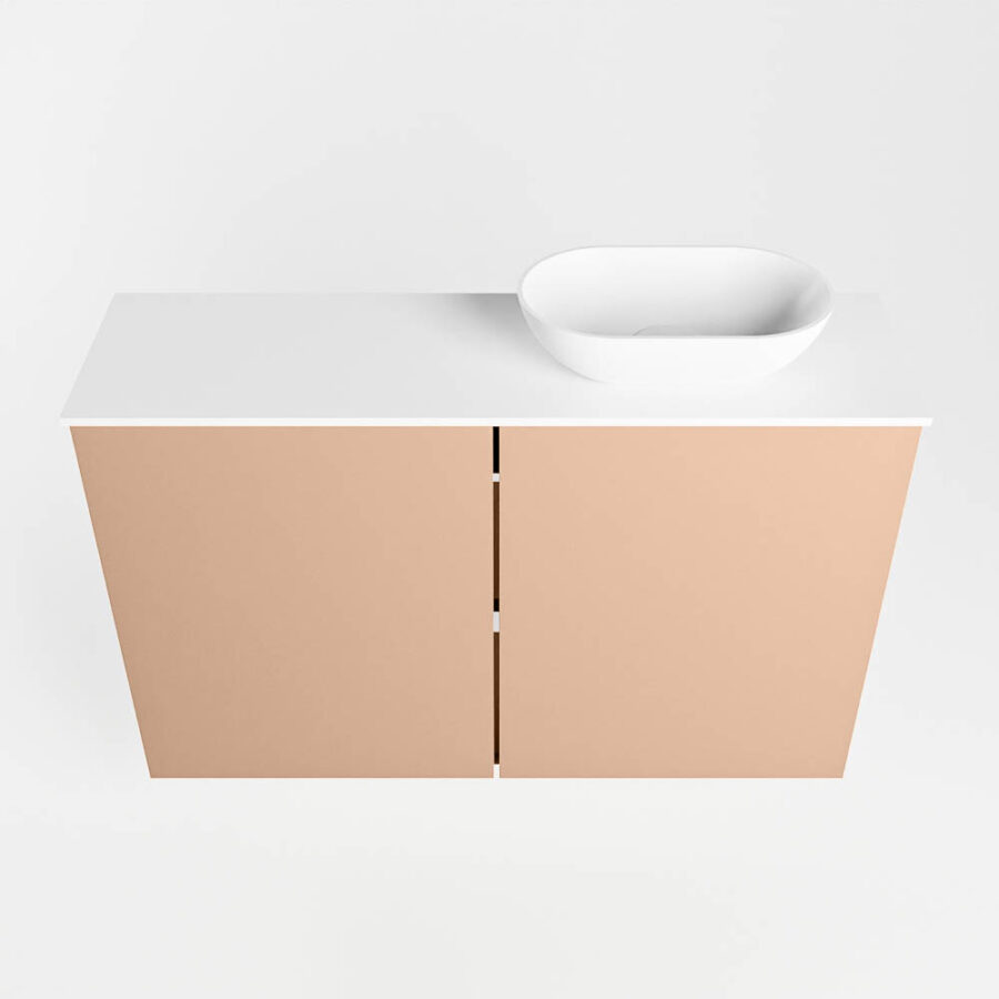 MONDIAZ FOWY toiletmeubel 80cm kleur rosee. Waskom positie rechts kleur talc | talc. Met 1 kraangat - Afbeelding 5