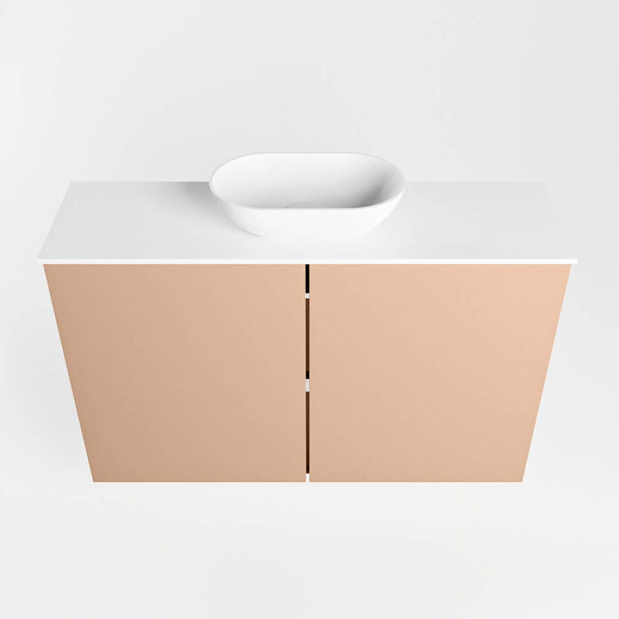 MONDIAZ FOWY toiletmeubel 80cm kleur rosee. Waskom positie midden kleur talc | talc. Zonder kraangat - Afbeelding 5