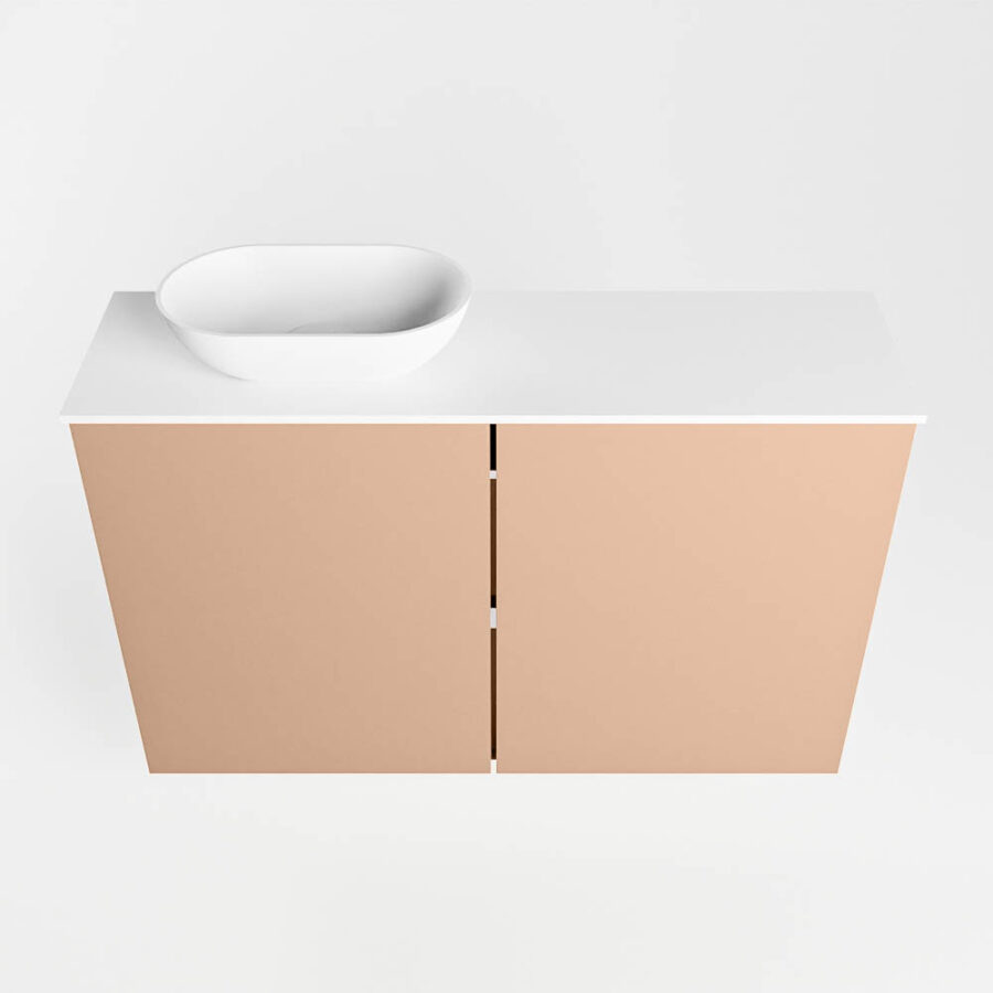 MONDIAZ FOWY toiletmeubel 80cm kleur rosee. Waskom positie links kleur talc | talc. Zonder kraangat - Afbeelding 5