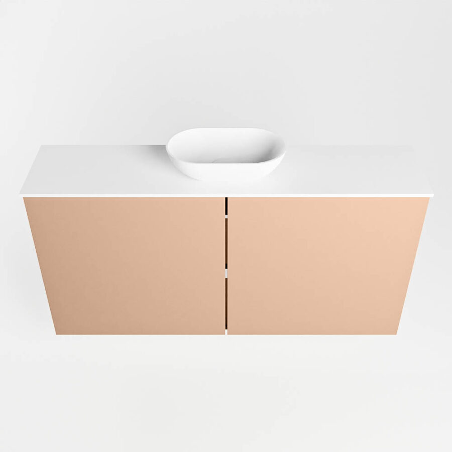 MONDIAZ FOWY toiletmeubel 100cm kleur rosee. Waskom positie midden kleur talc | talc. Met 1 kraangat - Afbeelding 5