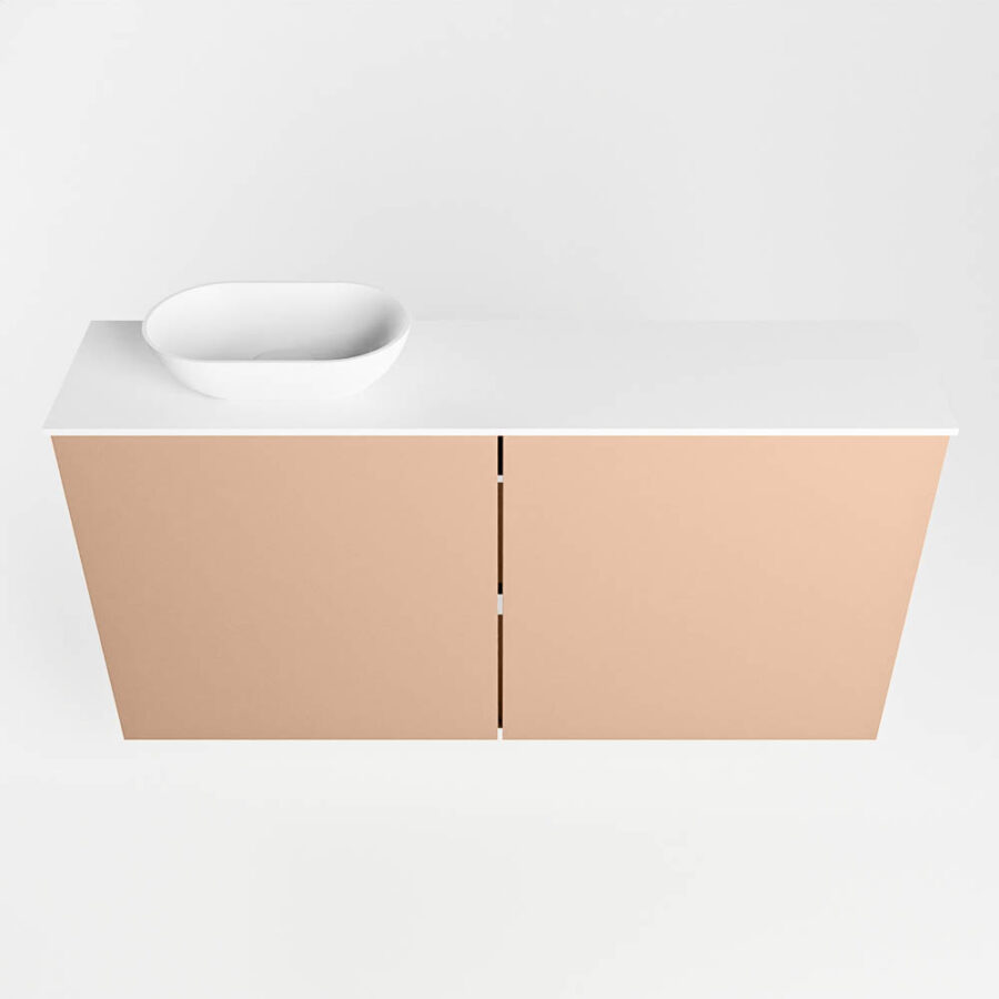 MONDIAZ FOWY toiletmeubel 100cm kleur rosee. Waskom positie links kleur talc | talc. Zonder kraangat - Afbeelding 5