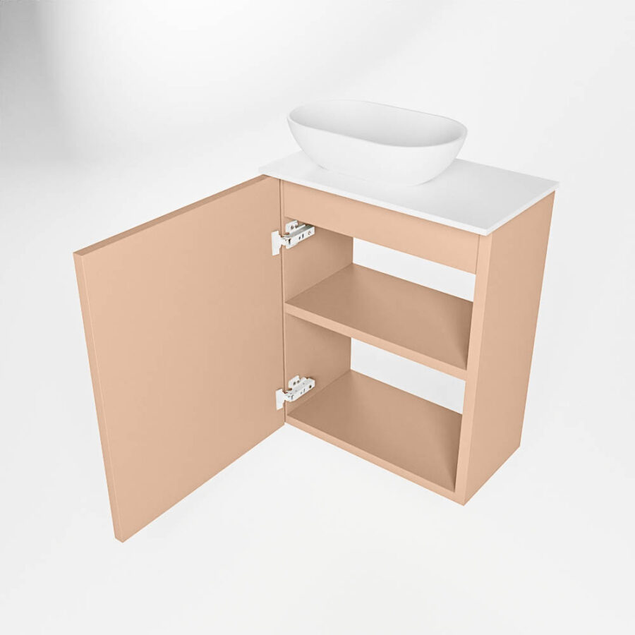 MONDIAZ FOWY toiletmeubel 40cm kleur rosee. Waskom positie links kleur talc | talc. Met 1 kraangat - Afbeelding 6
