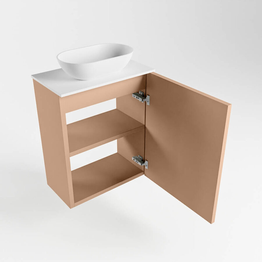 MONDIAZ FOWY toiletmeubel 40cm kleur rosee. Waskom positie midden kleur talc | talc. Zonder kraangat - Afbeelding 6