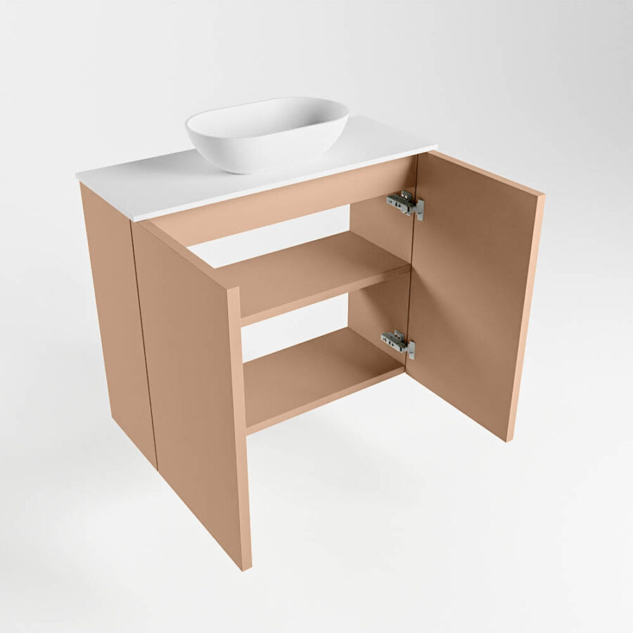 MONDIAZ FOWY toiletmeubel 60cm kleur rosee. Waskom positie midden kleur talc | talc. Met 1 kraangat - Afbeelding 6