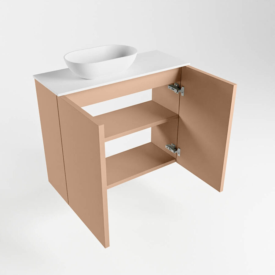 MONDIAZ FOWY toiletmeubel 60cm kleur rosee. Waskom positie links kleur talc | talc. Met 1 kraangat - Afbeelding 6