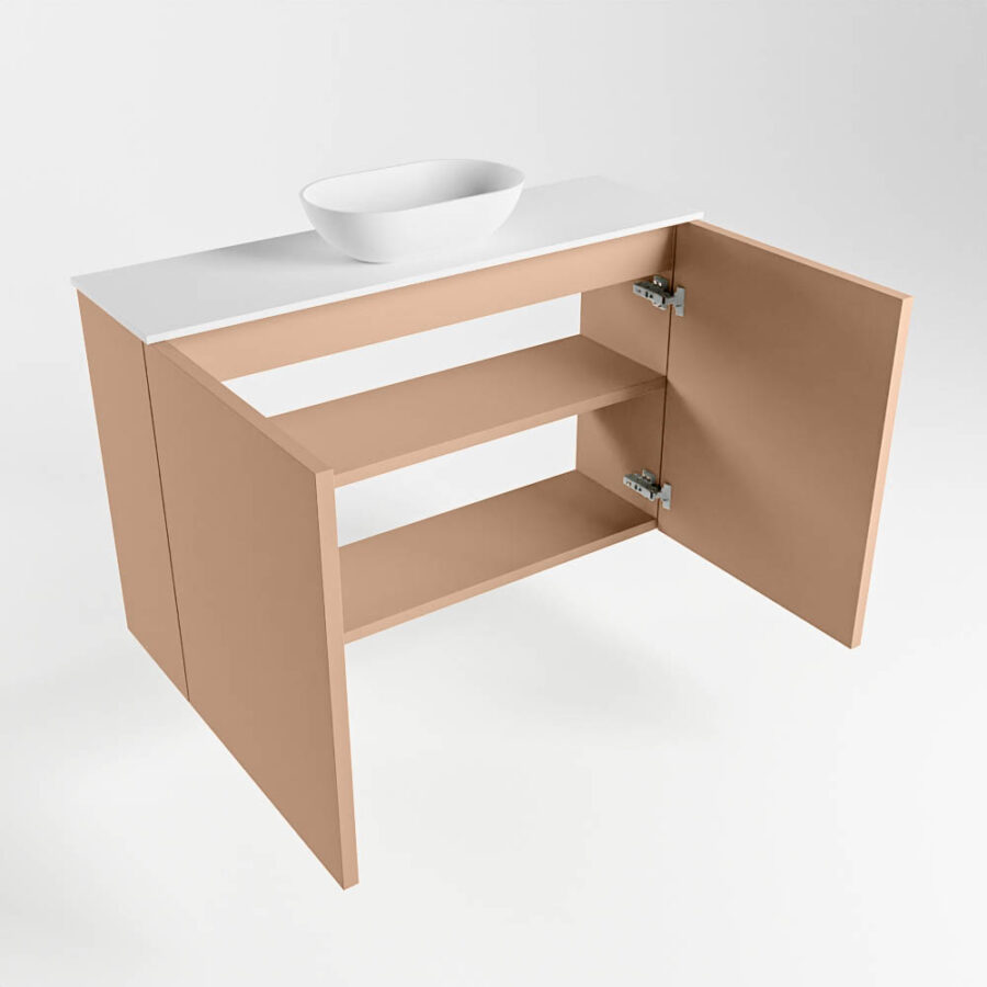 MONDIAZ FOWY toiletmeubel 80cm kleur rosee. Waskom positie midden kleur talc | talc. Zonder kraangat - Afbeelding 6