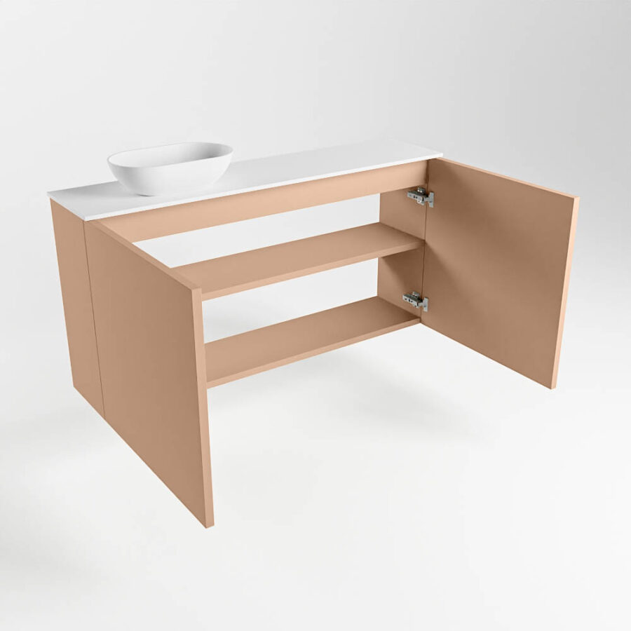 MONDIAZ FOWY toiletmeubel 100cm kleur rosee. Waskom positie links kleur talc | talc. Zonder kraangat - Afbeelding 6