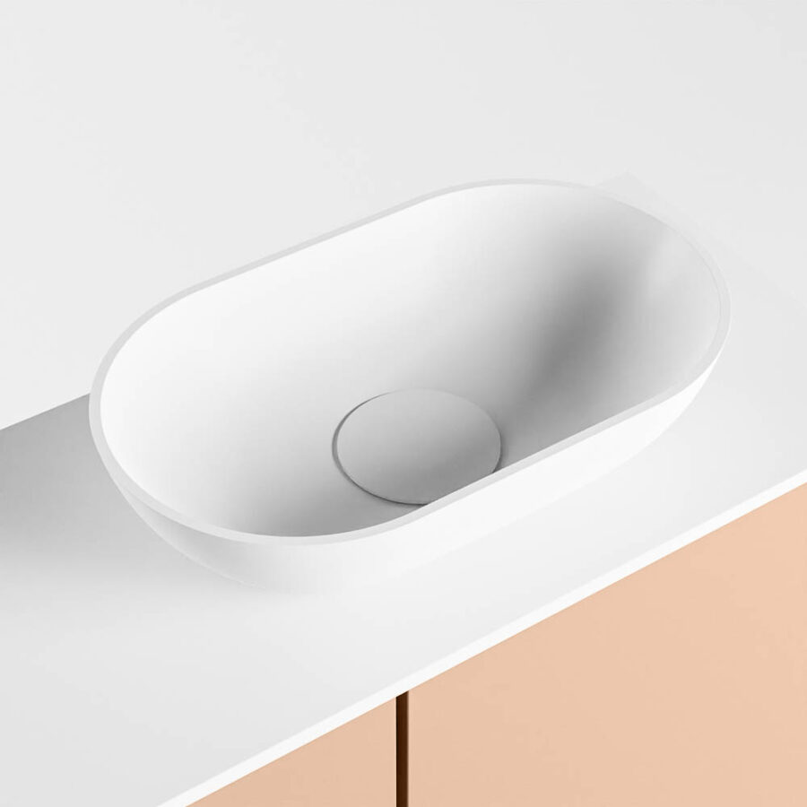 MONDIAZ FOWY toiletmeubel 60cm kleur rosee. Waskom positie rechts kleur talc | talc. Met 1 kraangat - Afbeelding 7