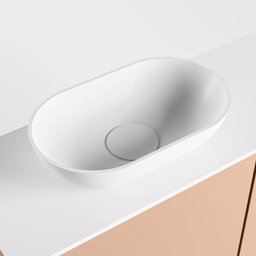 MONDIAZ FOWY toiletmeubel 80cm kleur rosee. Waskom positie links kleur talc | talc. Zonder kraangat - Afbeelding 7
