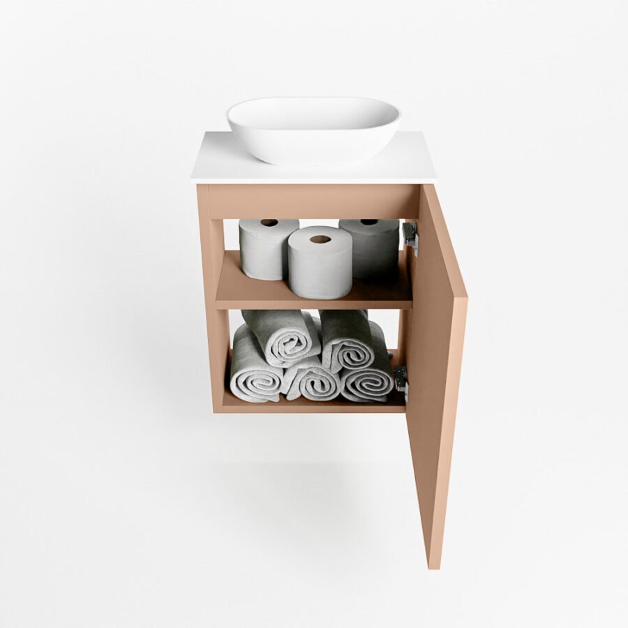 MONDIAZ FOWY toiletmeubel 40cm kleur rosee. Waskom positie midden kleur talc | talc. Zonder kraangat - Afbeelding 8