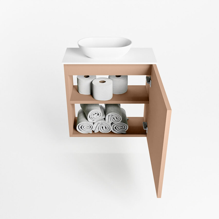 MONDIAZ FOWY toiletmeubel 50cm kleur rosee. Waskom positie links kleur talc | talc. Met 1 kraangat - Afbeelding 8