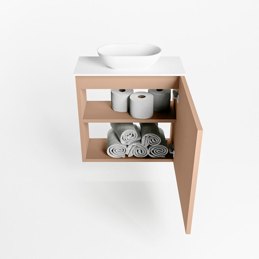 MONDIAZ FOWY toiletmeubel 50cm kleur rosee. Waskom positie midden kleur talc | talc. Zonder kraangat - Afbeelding 8