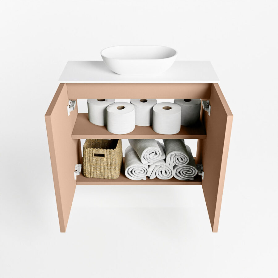 MONDIAZ FOWY toiletmeubel 60cm kleur rosee. Waskom positie midden kleur talc | talc. Met 1 kraangat - Afbeelding 8
