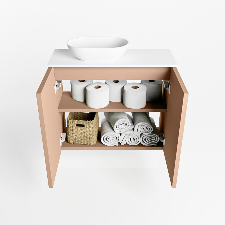 MONDIAZ FOWY toiletmeubel 60cm kleur rosee. Waskom positie links kleur talc | talc. Met 1 kraangat - Afbeelding 8